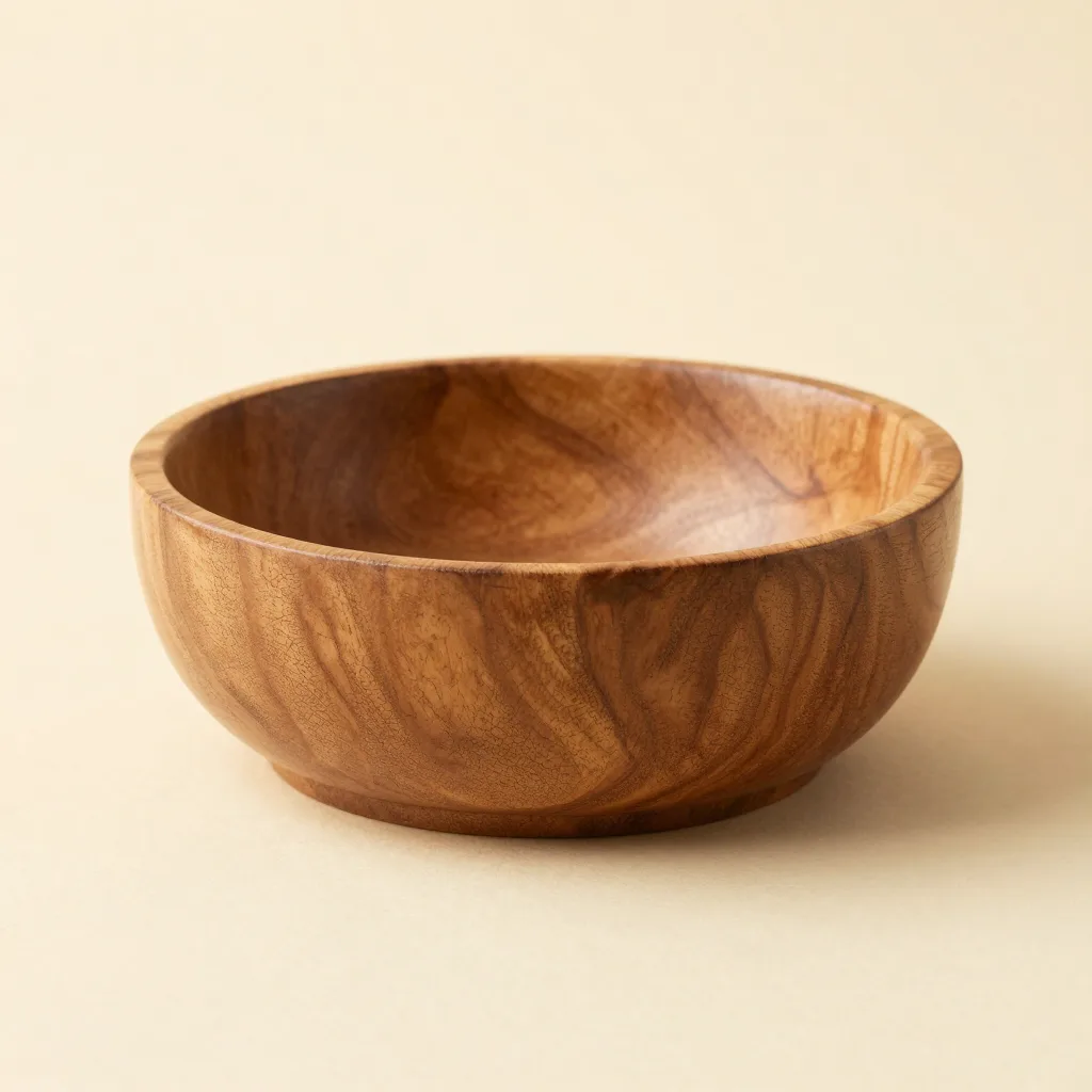 A 15cm hand-carved olive wood bowl on a light background